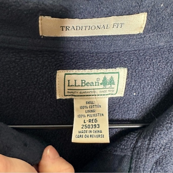 L.L. Bean Fleece Lined Flannel Shirt Jacket 250393 Men’s Large Blue Green Black - Picture 2 of 7